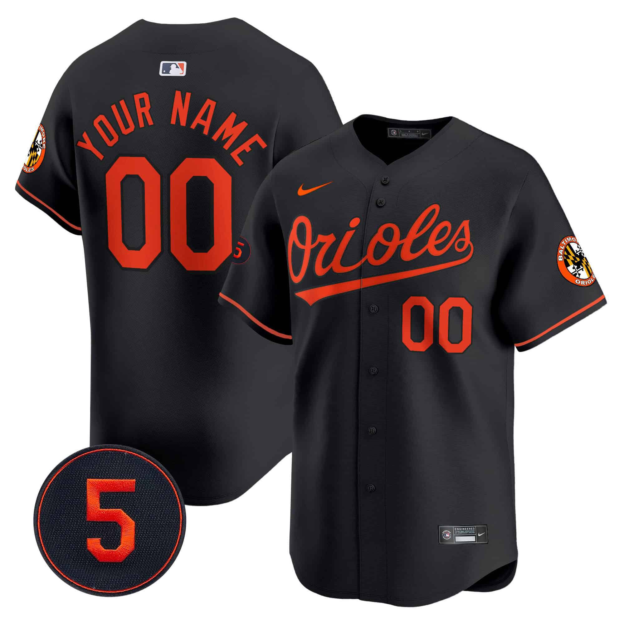 Men Baltimore Orioles Black 2024 Nike Robinson Patch Vapor Premier Limited Custom MLB Jersey style 2